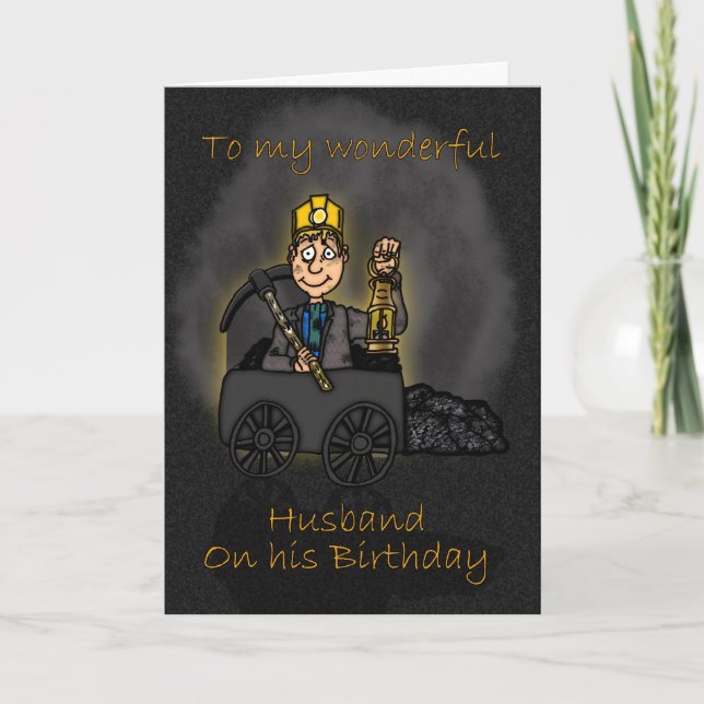 Carte d'anniversaire du mari - Charbon minier (Devant)