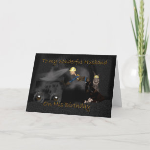 Carte d'anniversaire du mari - Mineur et fille