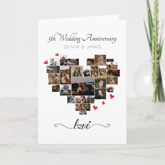 Carte d'anniversaire du Mariage de Collage de phot (Devant)