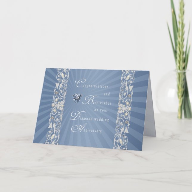 Carte d'anniversaire du Mariage Diamond bleu (Devant)