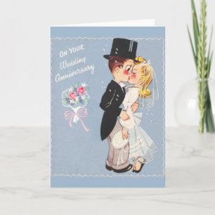 Carte d'anniversaire du Mariage rétro