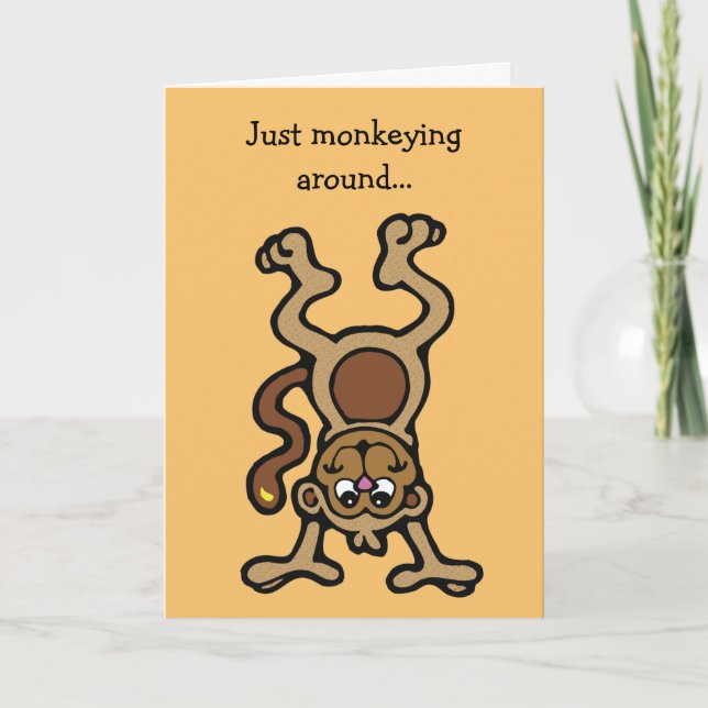 Carte d'anniversaire du petit singe mignonne (Devant)