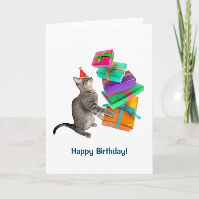 Carte d'anniversaire du Pile actuel du chat (Devant)