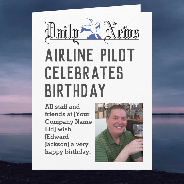 Carte d'anniversaire du pilote de ligne pour perso (Créateur téléchargé)