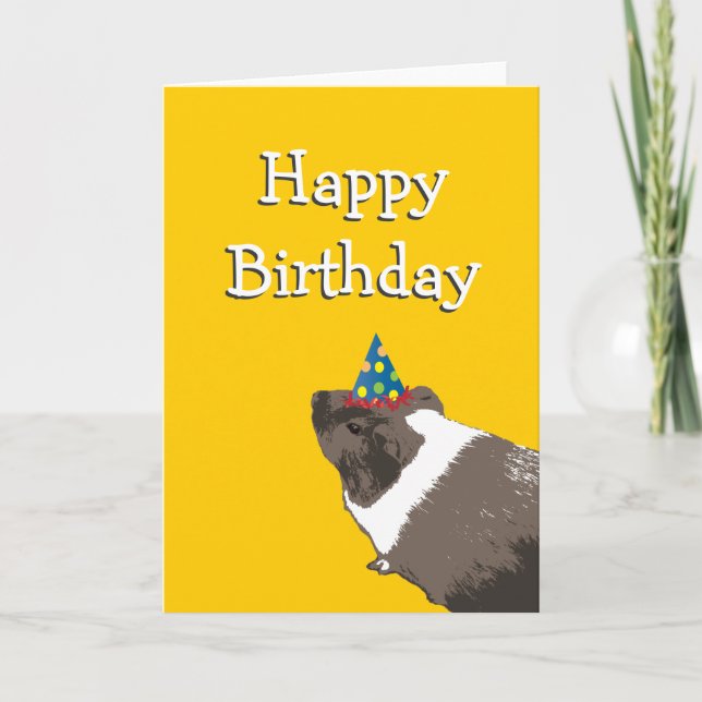 Carte d'anniversaire du porc de Guinée mignonne (Devant)