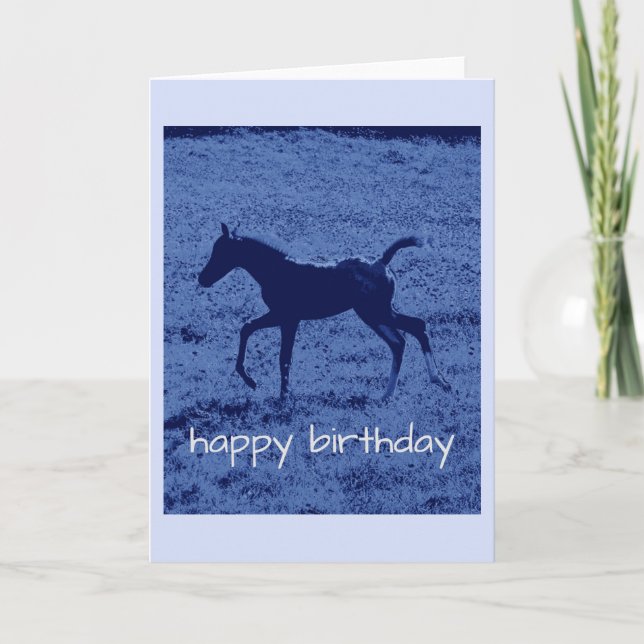 Carte d'anniversaire du poulain bleu (Devant)
