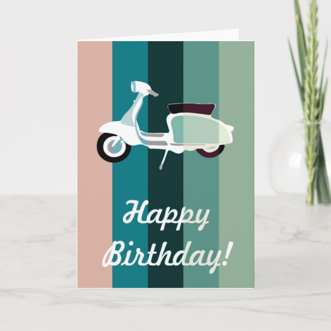 Carte d'anniversaire du Scooter Retro (Devant)