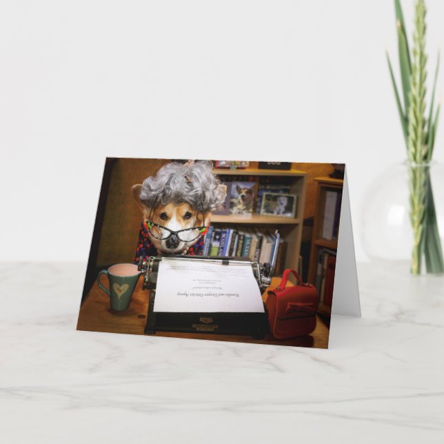 Carte d'anniversaire du secrétaire Corgi (Devant)