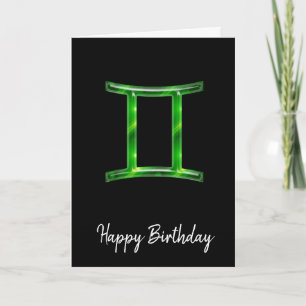 Carte d'anniversaire du signe des Gémeaux verts
