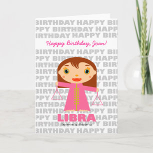 Carte d'anniversaire du signe Libra Zodiac