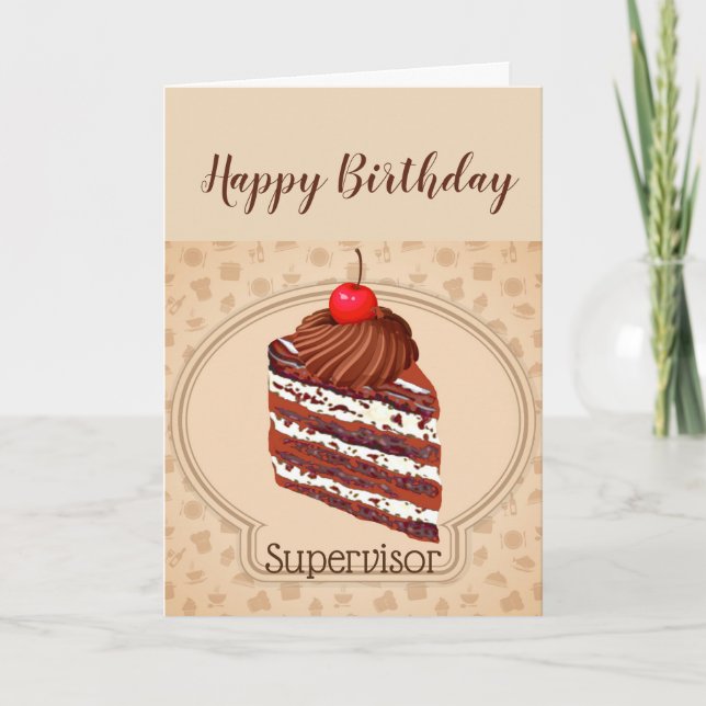 Carte d'anniversaire du superviseur du gâteau au c (Devant)