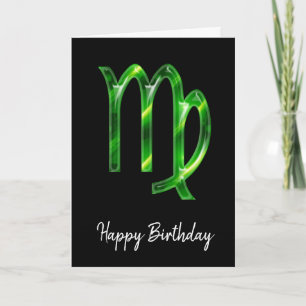 Carte d'anniversaire du symbole Virgo vert