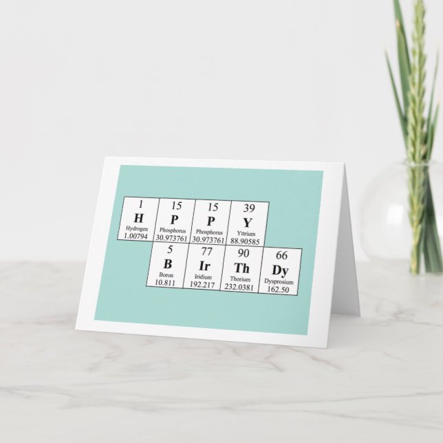 Carte d'anniversaire du tableau périodique (Devant)