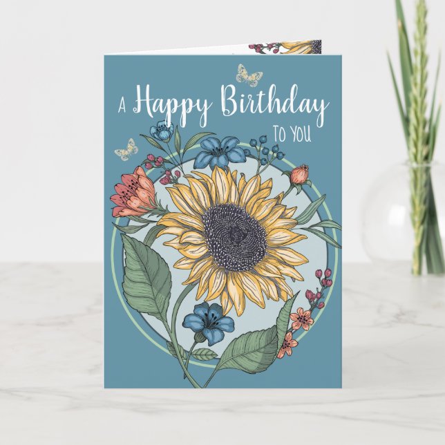 Carte d'anniversaire du tournesol d'aquarelle (Devant)
