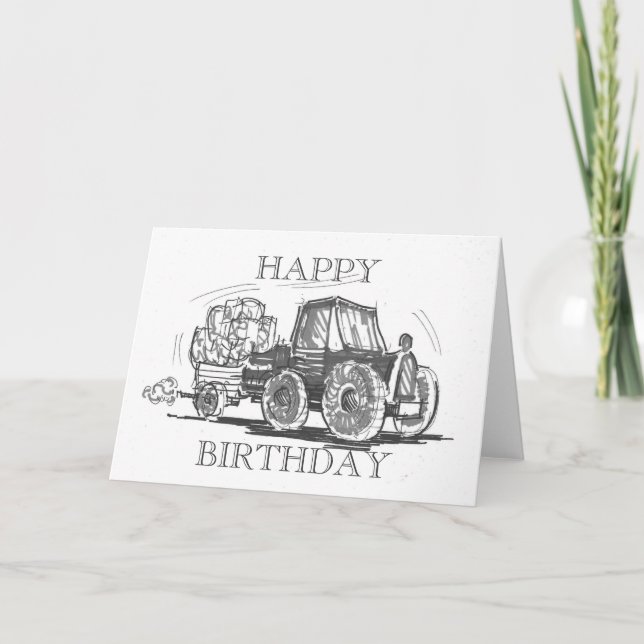Carte d'anniversaire du tracteur (Devant)