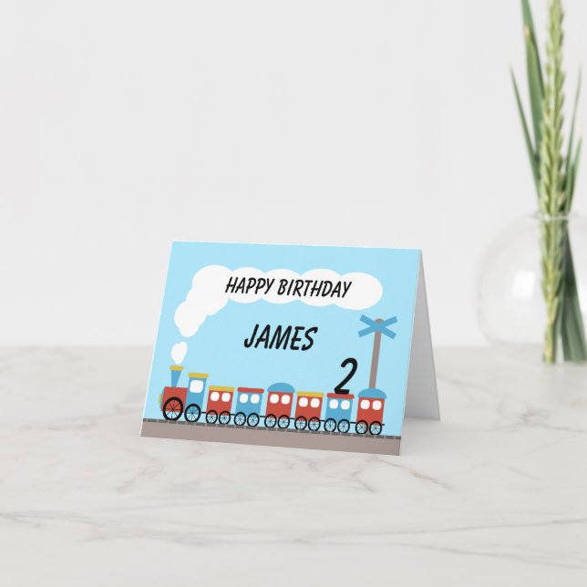 Carte d'anniversaire du train rouge pour enfants (Devant)