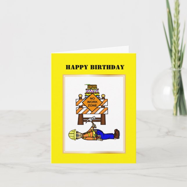 Carte d'anniversaire du travailleur de la construc (Devant)
