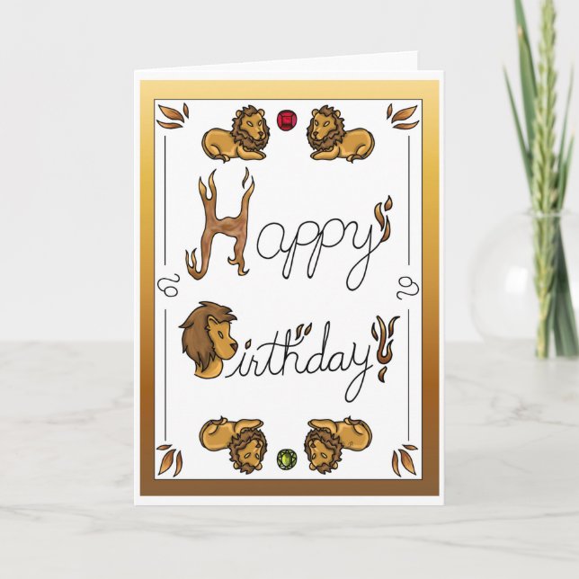 Carte d'anniversaire du zodiaque Lion (Devant)