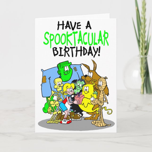 Carte d'anniversaire éffrayante pour les filles. (Devant)