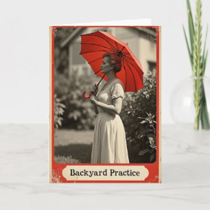 Carte d'anniversaire élégante avec parapluie rouge