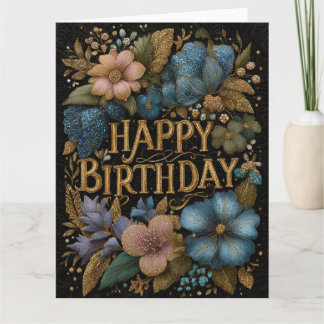 Carte d'anniversaire élégante avec texte doré