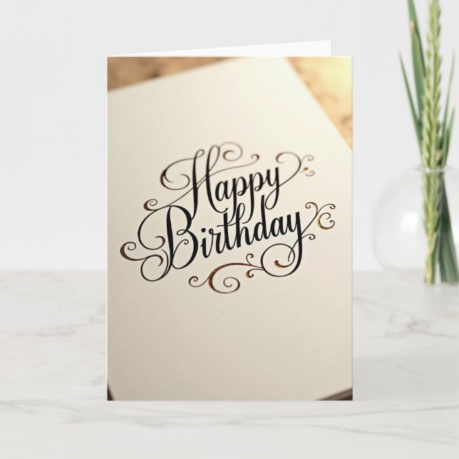 Carte d'anniversaire élégante en ivoire (Devant)