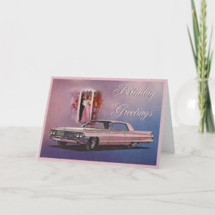 Carte d'anniversaire élégante rose de Cadillac