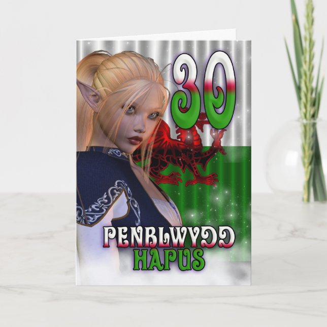 Carte d'anniversaire en anglais gallois, Penblwydd (Devant)
