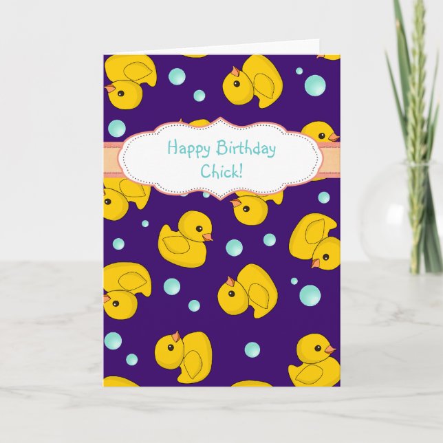Carte d'anniversaire en caoutchouc de canard - (Devant)