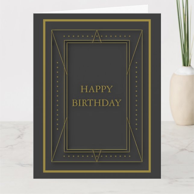 Carte d'anniversaire en noir et or (Devant)
