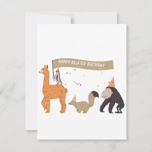 Carte d'anniversaire en retard avec des animaux dr