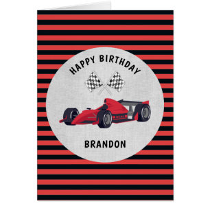 Carte d'anniversaire en rouge Race