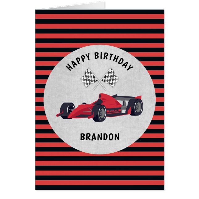 Carte d'anniversaire en rouge Race (Devant)