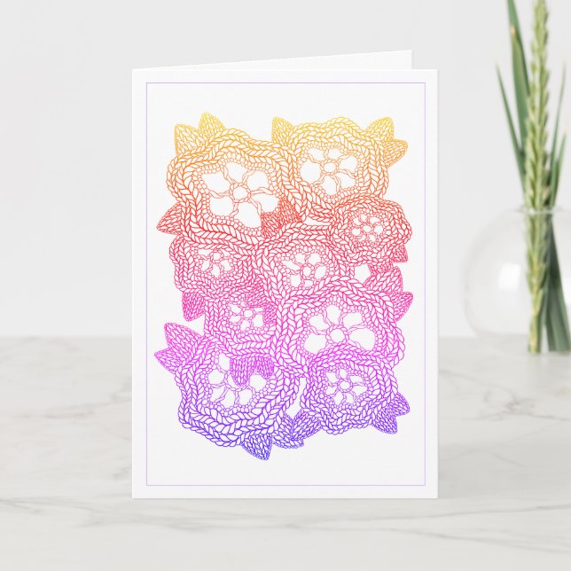 CARTE D'ANNIVERSAIRE EN TRICOT FLEURI (Devant)