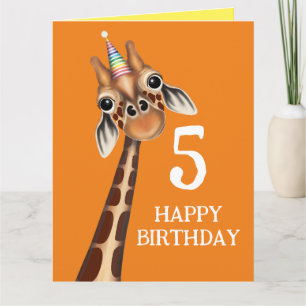 Carte d'anniversaire enfant avec âge - Giraffe