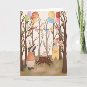 Carte d'anniversaire Enfants mignonne Bois Animaux