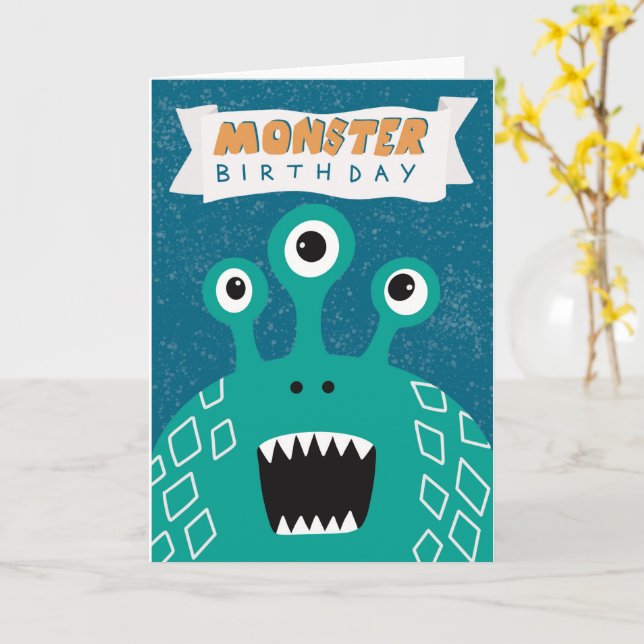 Carte d'anniversaire Enfants Monster (Fleur jaune)