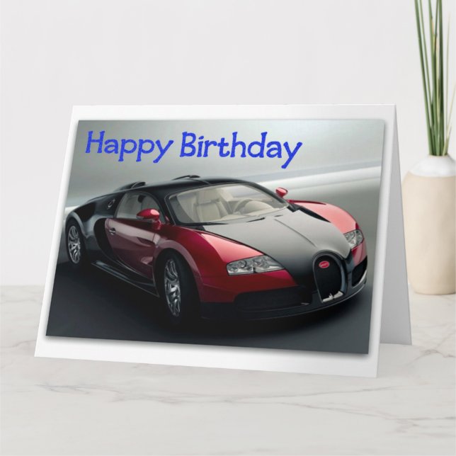 Carte d'anniversaire enorme drôle de voiture de (Devant)