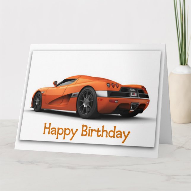 Carte d'anniversaire enorme rapide de voiture de (Devant)