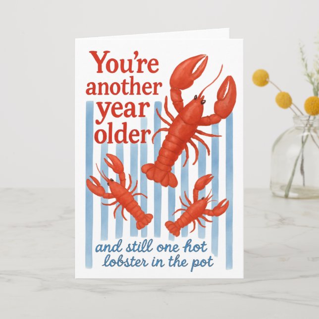 Carte d'anniversaire esthétique amusante au homard (Recto)