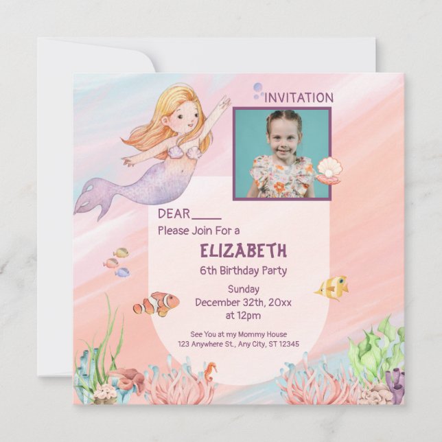 carte d'anniversaire esthétique Pink Water Color (Devant)
