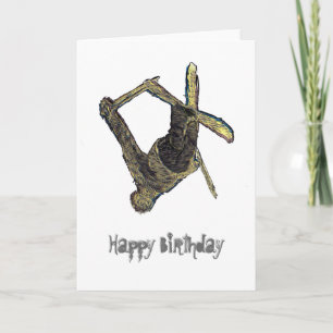 Carte d'anniversaire Extreme Ski Happy (Blanc)