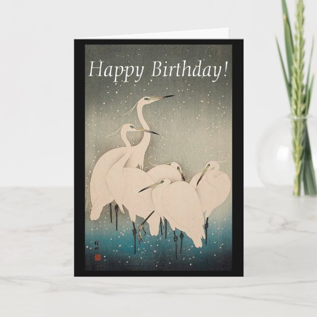 Carte d'anniversaire Faune de Egrets japonais dans (Devant)