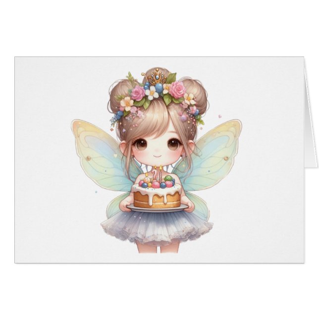 Carte d'anniversaire fée (Devant Horizontal)
