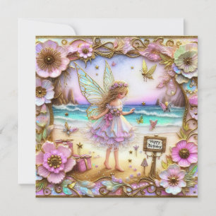 CARTE D'ANNIVERSAIRE ~ Fée rose ~