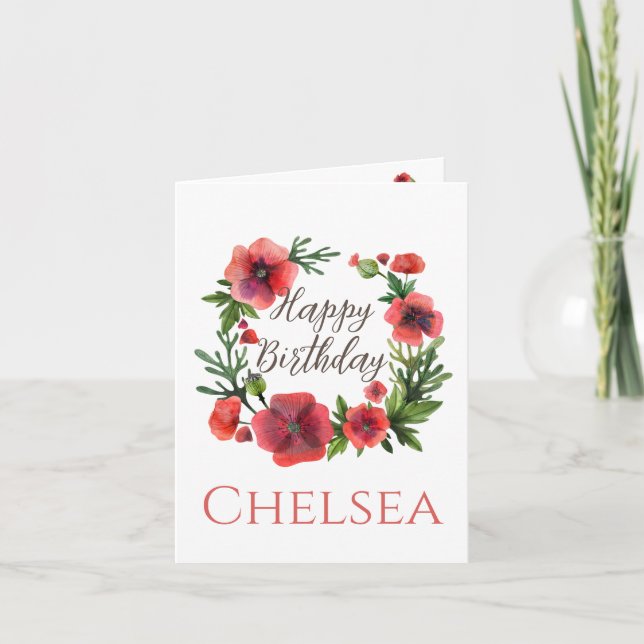 Carte d'anniversaire féminine à motif de fleurs de (Devant)