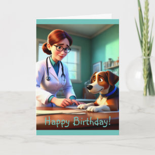 Carte d'anniversaire femme vétérinaire