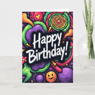 Carte d'anniversaire festive néon