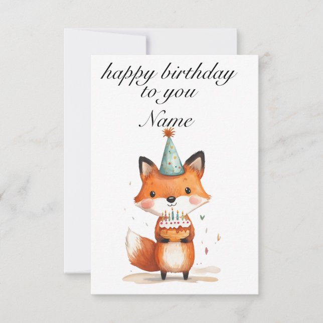 carte d'anniversaire fête renard (Devant)