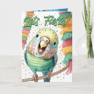 Carte d'anniversaire Fiesta Budgie - Cute Piñatas